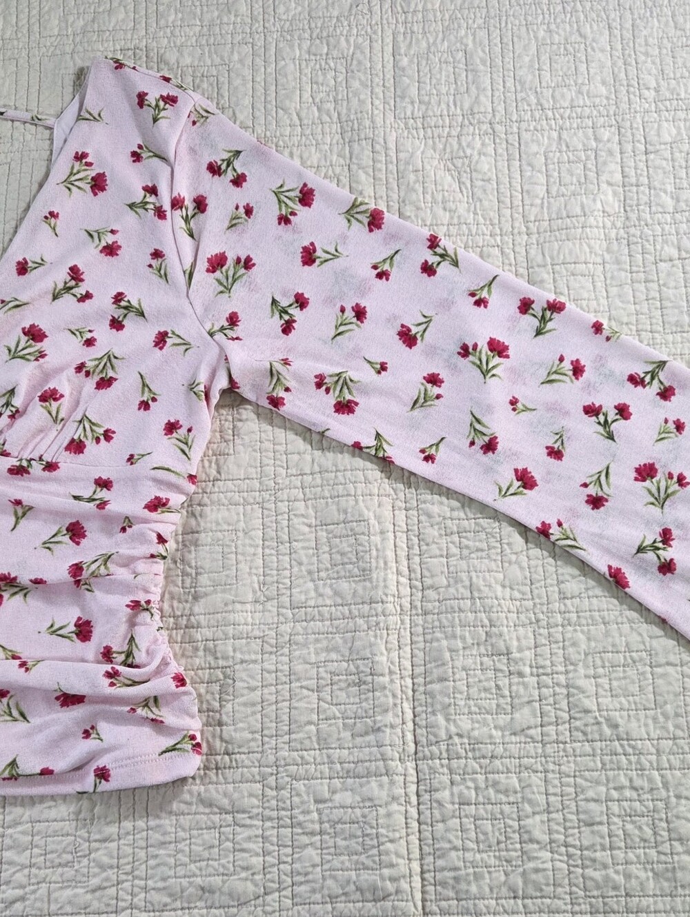 NWT Wild Fable Pink Floral Tie Back Long Sleeve Top Size XL Coquette Soft Girl - Picture 7 of 10